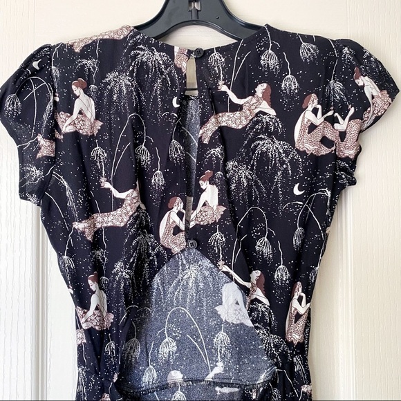 Reformation Dress Gavin Midi Slit Open Back Champagne 0 EUC - Picture 6 of 8